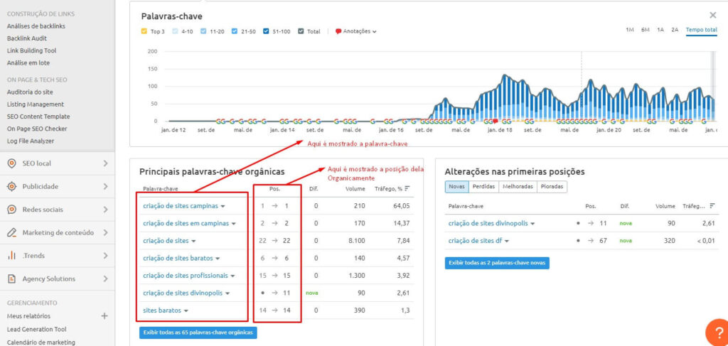 Como ver a posição do meu site no Google através do semrush - como funciona